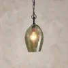 Nkuku Otoro Glass Pendant - Green Smoke - Small Oval