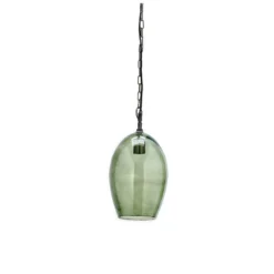 Nkuku Otoro Glass Pendant - Green Smoke - Small Oval