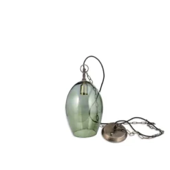 Nkuku Otoro Glass Pendant - Green Smoke - Small Oval