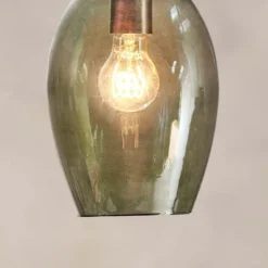 Nkuku Otoro Glass Pendant - Green Smoke - Small Oval