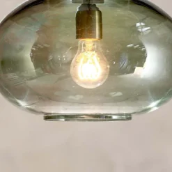 Nkuku Hallway & Bootroom Otoro Glass Pendant - Green Smoke - Small Round