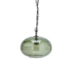 Nkuku Hallway & Bootroom Otoro Glass Pendant - Green Smoke - Small Round