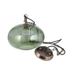 Nkuku Hallway & Bootroom Otoro Glass Pendant - Green Smoke - Small Round