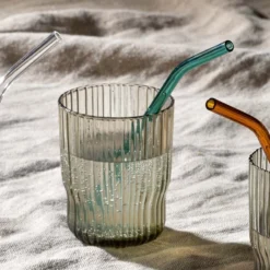 Nkuku Tableware Ouzoud Glass Straws - Amber, Teal & Clear (Set Of 6)