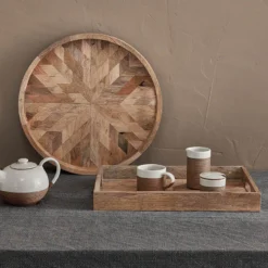 Nkuku Pawi Mango Wood Tray Round Serveware