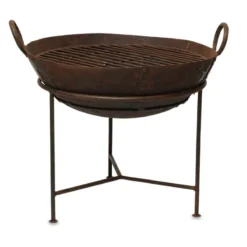 Nkuku Reclaimed Iron Kadai Fire Pit With Grill - Large Garden Furniture