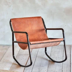 Nkuku Living Room Sagari Leather Rocking Chair