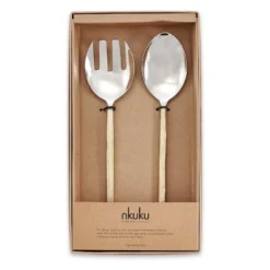 Nkuku Tableware Sirkali Salad Server Set - Brushed Gold (Set Of 2)