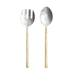 Nkuku Tableware Sirkali Salad Server Set - Brushed Gold (Set Of 2)