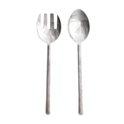 Nkuku Sirkali Salad Server Set - Brushed Silver (Set Of 2)