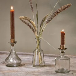 Nkuku Sirsa Glass Candlestick - Clear Home Accessories