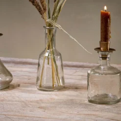 Nkuku Sirsa Glass Candlestick - Clear Home Accessories