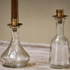 Nkuku Sirsa Glass Candlestick - Clear Home Accessories