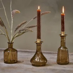 Nkuku Sirsa Glass Candlestick - Sepia Home Accessories