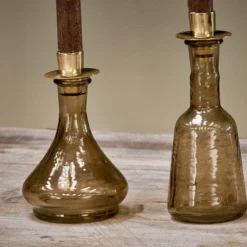 Nkuku Sirsa Glass Candlestick - Sepia Home Accessories