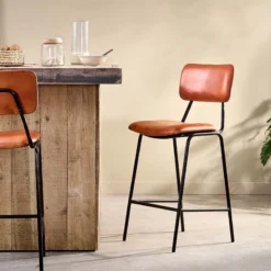 Nkuku New Arrivals Sotta Leather Bar Chair