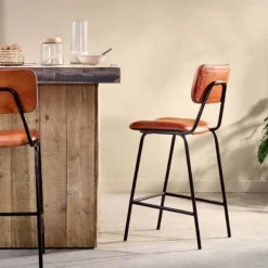 Nkuku New Arrivals Sotta Leather Bar Chair
