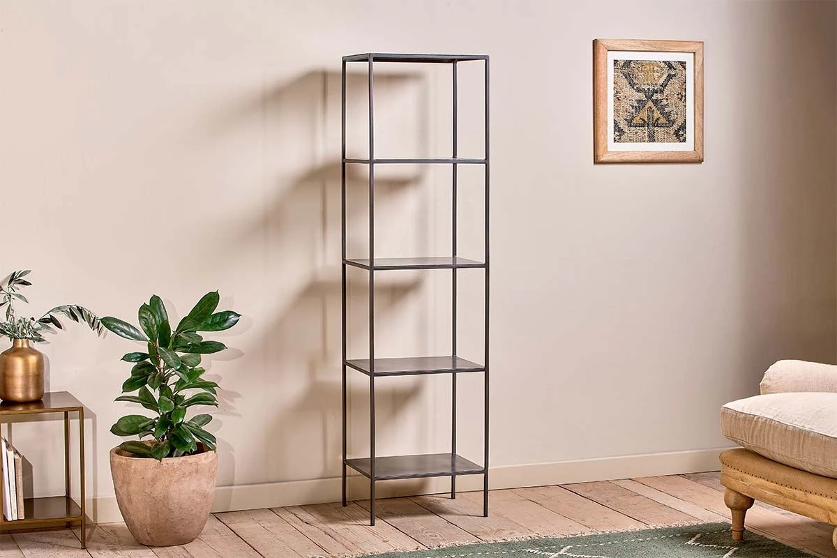 Nkuku New Arrivals Takua Iron Narrow Standing Shelves 4 Nkuku New Arrivals Takua Iron Narrow Standing Shelves