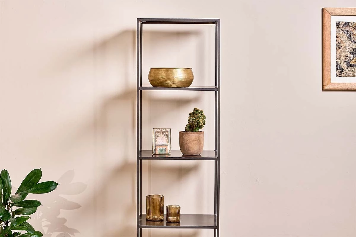 Nkuku New Arrivals Takua Iron Narrow Standing Shelves 5 Nkuku New Arrivals Takua Iron Narrow Standing Shelves
