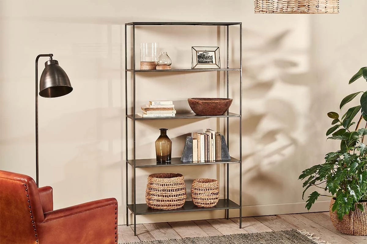 Nkuku Takua Iron Wide Standing Shelves 3 Nkuku Takua Iron Wide Standing Shelves