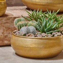 Nkuku Home Accessories Tembesi Etched Round Planter Bowl