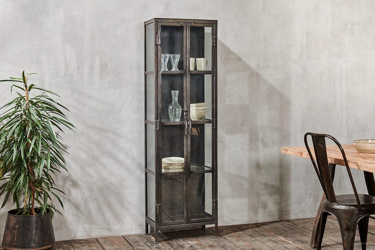 Nkuku Tiko Iron & Glass Tall Cabinet Living Room 3 Nkuku Tiko Iron & Glass Tall Cabinet Living Room