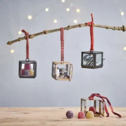 Nkuku Gifts Under £50 Tiny Kiko Box Decorations - Brass (Set Of 2)