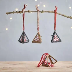 Nkuku Gifts Under £50 Tiny Kiko Triangular Decorations (Set Of 2)