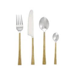Nkuku Tableware Usa Cutlery Set - Brushed Gold (Set Of 16)