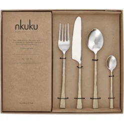 Nkuku Tableware Usa Cutlery Set - Brushed Gold (Set Of 16)