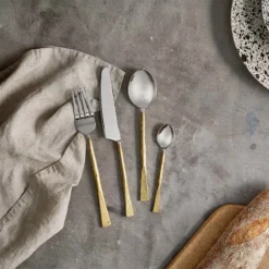 Nkuku Tableware Usa Cutlery Set - Brushed Gold (Set Of 16)
