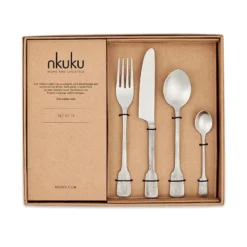 Nkuku Veeta Cutlery Set - Brushed Silver (Set Of 16) Tableware