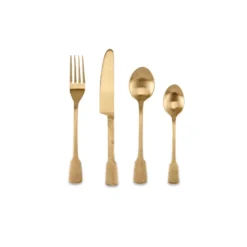 Nkuku Tableware Veeta Cutlery Set - Brushed Gold (Set Of 16)