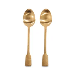 Nkuku Veeta Serving Spoon Set- Brushed Gold (Set Of 2) Tableware