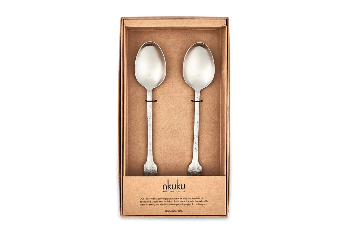 Nkuku Veeta Serving Spoon Set - Brushed Silver (Set Of 2) 5 Nkuku Veeta Serving Spoon Set - Brushed Silver (Set Of 2)