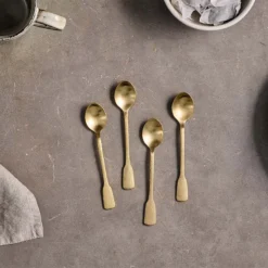 Nkuku Veeta Teaspoon Set - Brushed Gold (Set Of 4) Tableware