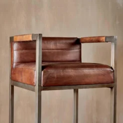 Nkuku Wamma Leather Bar Chair