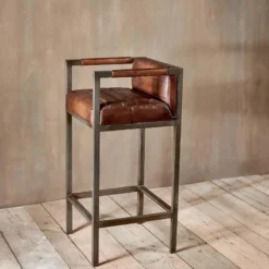 Nkuku Wamma Leather Bar Chair