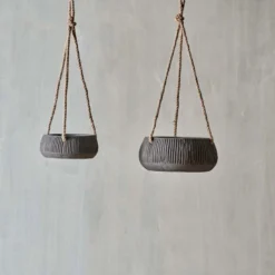Nkuku Wampu Hanging Planter - Distressed Brown / Black Home Accessories