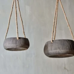 Nkuku Wampu Hanging Planter - Distressed Brown / Black Home Accessories 12 Nkuku Wampu Hanging Planter - Distressed Brown / Black Home Accessories