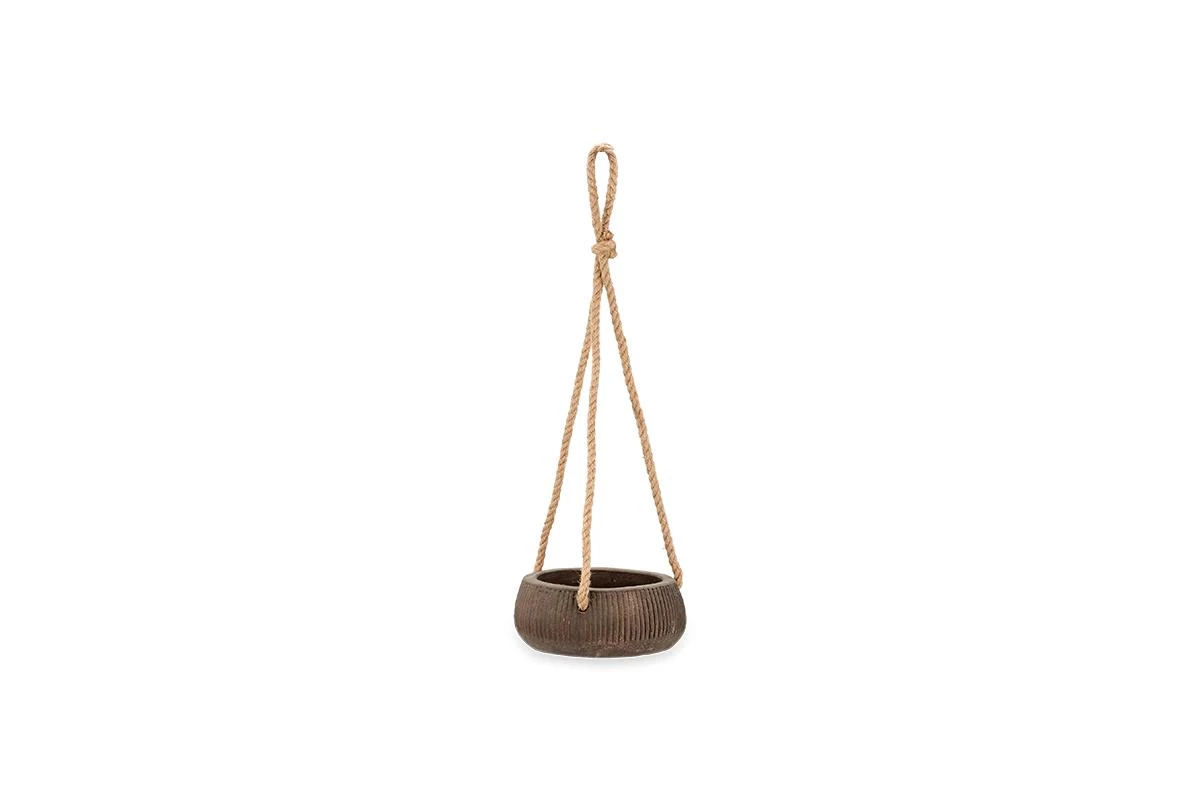 Nkuku Wampu Hanging Planter - Distressed Brown / Black Home Accessories 8 Nkuku Wampu Hanging Planter - Distressed Brown / Black Home Accessories