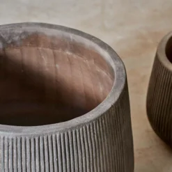 Nkuku Wampu Wide Planter - Distressed Brown / Black Planters & Vases