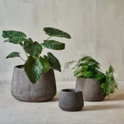 Nkuku Wampu Wide Planter - Distressed Brown / Black Planters & Vases
