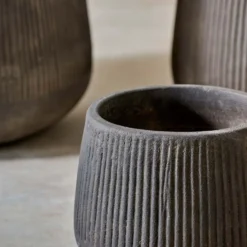 Nkuku Wampu Wide Planter - Distressed Brown / Black Planters & Vases