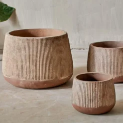 Nkuku Wampu Wide Planter - Distressed Terracotta Planters & Vases