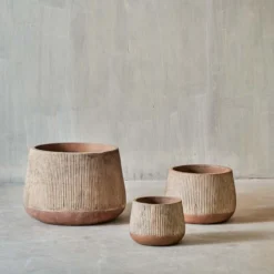 Nkuku Wampu Wide Planter - Distressed Terracotta Planters & Vases