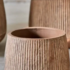Nkuku Wampu Wide Planter - Distressed Terracotta Planters & Vases