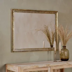 Nkuku Yadur Rectangular Mirror - Antique Brass - Large Home Accessories