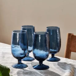 Nkuku New Arrivals Yala Glass - Indigo (Set Of 4)