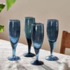 Nkuku Yala Hammered Champagne Glass - Indigo (Set Of 4) Tableware